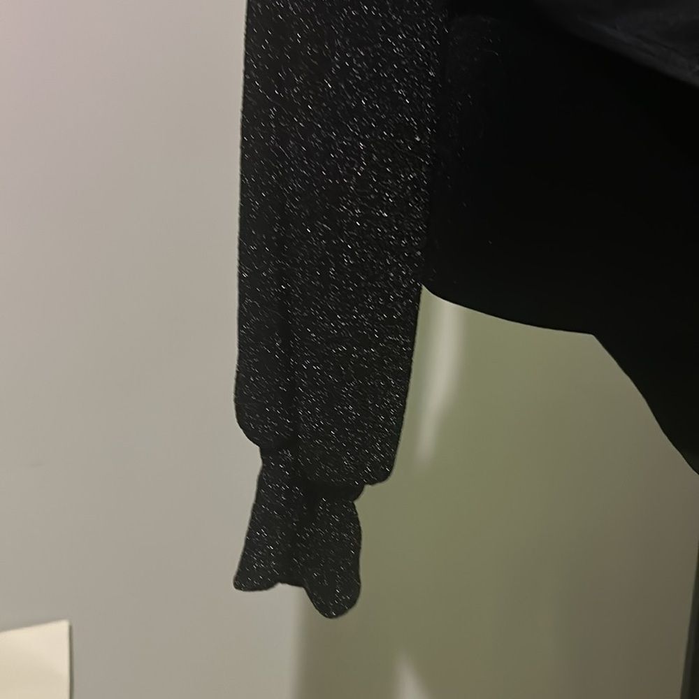White Birch small bodysuit sparkly black vneck   A - Picture 2 of 9